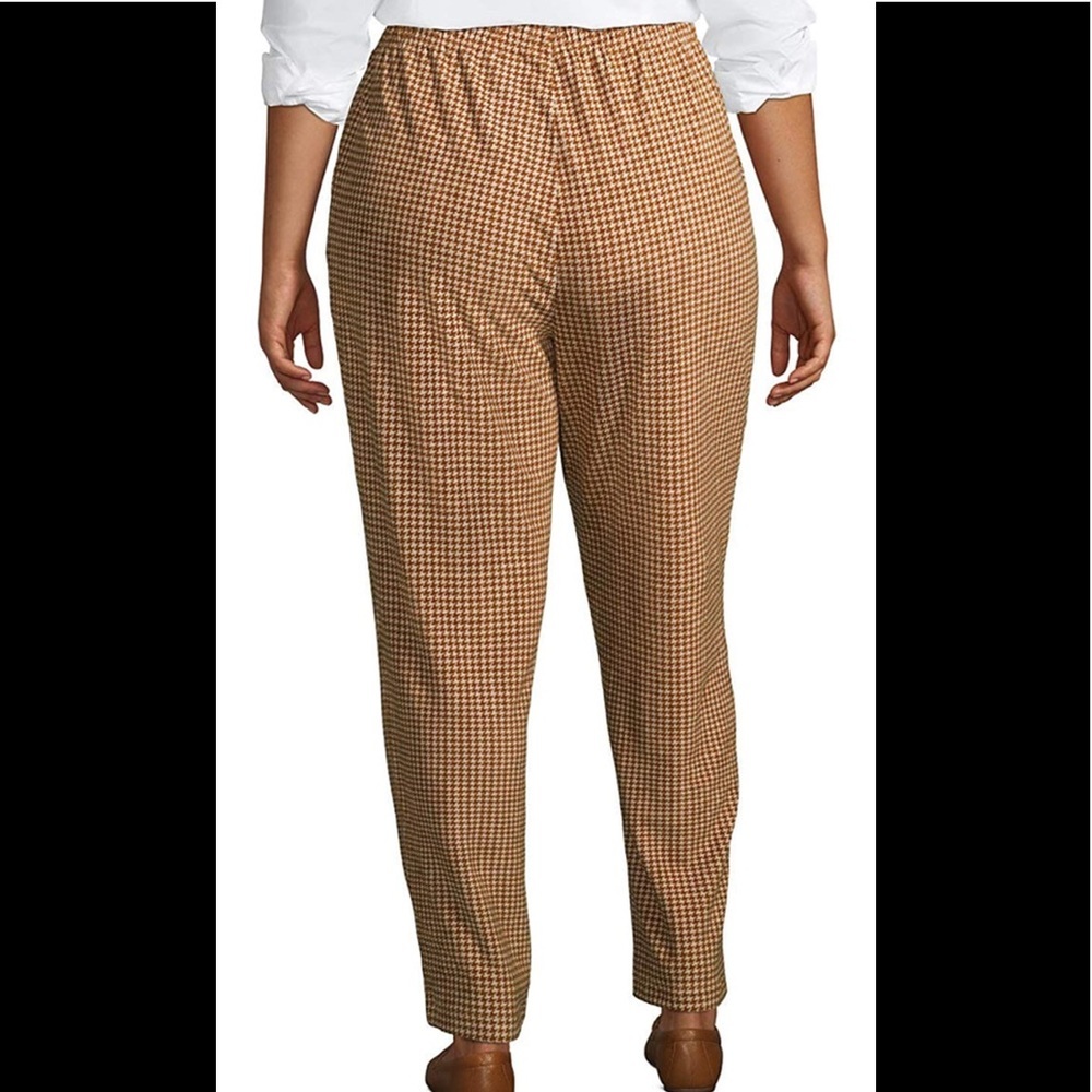 Lands' End Sport Knit High Rise Corduroy Elastic Waist Pants Beige Houndstooth - Picture 2 of 4